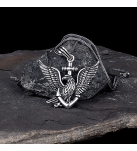 925 AYAR GÜMÜŞ KARTAL ÇAPA MOTİFLİ KOLYE