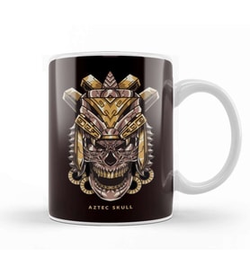 Aztec Skull Warrior Inca Culture Mayan Civilization Gift Kupa Bardak Porselen