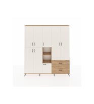Arges Dolap 12 Raflı 2 Çekmeceli Tek Askılı 220x30x243 Çam-Aytaşı/Çam