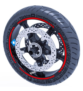 Reflektif Kırmızı 4 Parçalı Kesikli Jant Şeridi Sticker Çınar Extreme