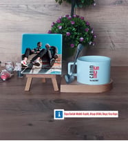 Arkadaşa Hediye Fotoğraflı Dekoratif Taş, Kupa Bardak Beyaz Hediye (Model 8)