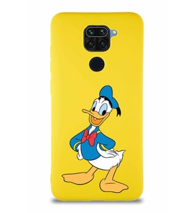 Xiaomi Redmi Note 9 Soft Premier Kapak Donald Duck-C Tasarımlı Silikon Kılıf - Sarı (Şeffaf)