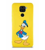 Xiaomi Redmi Note 9 Soft Premier Kapak Donald Duck-C Tasarımlı Silikon Kılıf - Sarı (Şeffaf)
