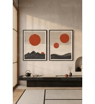 Minimalist Doğa Yansımaları 2'li Ahşap Çerçeveli Tablo Seti