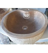 Sipahi Marble Noche Traverten Batarya Çıkışlı Dışı Taramalı Çanak Lavabo