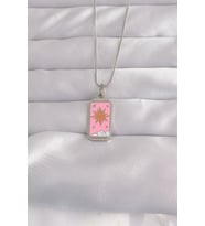 316L Çelik Gümüş Renk Pembe Mineli Güneş Model Tarot Kolye TJ-BKO9043