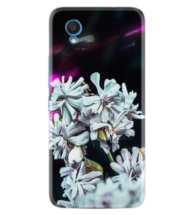 Alcatel 1 2022 Kılıf Resimli Desenli Silikon Platinium Series Beyaz Çiçekler 1888