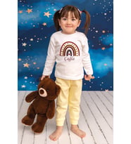 Pia Baby Premium %100 Pamuk İsme Özel Çocuk Pijama Takımı 1-8 Yaş 5035-14 (Sarı)