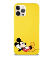 Apple iPhone 12 Pro Soft Premier Kapak Mickey Mouse-F Tasarımlı Silikon Kılıf - Sarı (Şeffaf)