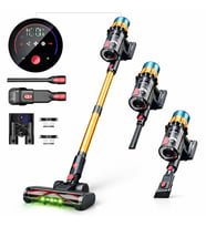 Şarjlı Dikey Süpürge 650 Watt Fırçasız Motor 40 KpA Torbasız Hazne Bükülebilir Mafsal Led Lazer Işık
