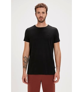 Solid T-Shirt Siyah Basic Erkek Tişört