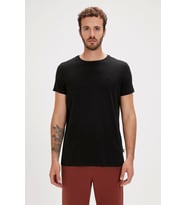 Solid T-Shirt Siyah Basic Erkek Tişört