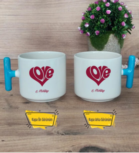 Love Sevgili Kupa Bardak T Mavi Kulplu Sevgiliye Sevgililer Günü Hediyesi