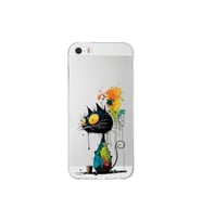 iPhone 5 SE ile Uyumlu Splash Kedi Tasarımlı Şeffaf Silikon Kılıf