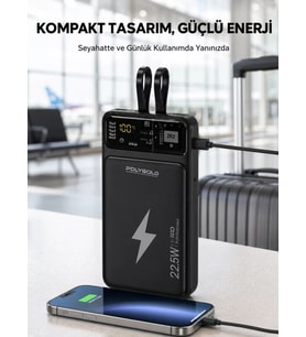 Powerbank Dahili Ekranlı 10000 mAh Çift Kablolu Yeni Nesil