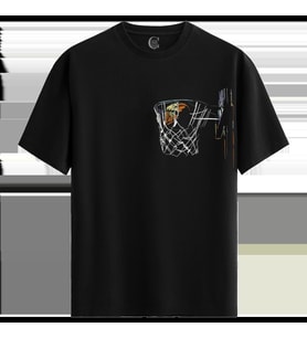 Basketball Sketch %100 Pamuklu Erkek Siyah Tişört - Premium Quality (Siyah - Beyaz)