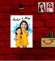 Kişiye Özel Anneler Günü Anne Kız Karikatürlü Ahşap Tablo Model-3