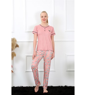 Akbeniz Kadın Gül Kurusu Kısa Kol Pijama Takım 20388