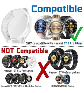 [Soft-Case] Huawei Watch GT6 Pro 46mm için 360° Kasa Koruyucu Yumuşak TPU Kılıf Dokunmatik ve Netliği Etkilemeyen Darbelere Karşı Huawei Watch GT6 Pro 46mm Ekran Koruyuculu Kılıf (Şeffaf)