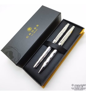 Cross Art Deco Platinum Dolma Kalem + Tükenmez Kalem Set  Cross Kalem  İsme Özel Kalem
