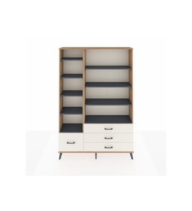 Arges Dolap 9 Raflı 4 Çekmeceli  132x30x195 Çam-Antrasit/Aytaşı