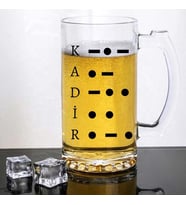 İsim Yazılı Mors Alfabesi Tasarımlı Bira Bardağı