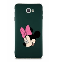 Samsung Galaxy J7 Prime 2 Soft Premier Kapak Minnie Mouse-B Tasarımlı Silikon Kılıf - Yeşil (Şeffaf)