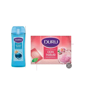 Duru Banyo Sabunu Çiçek Tazeliği 160gr Yanında Duş Jeli Hediyeli Duru Okyanus Ferahlığı 450ml