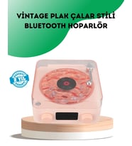 Retro Bluetooth Hoparlör – Kristal Ses, Gece Lambası, Saatli Tasarım