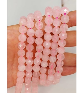 Pembe Kuvars Taşı Faset Kesim Dizi 8mm (42560)