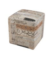 DOĞAL EL DOKUMA HALIDAN BEJ TONLARI PUF 35X40 CM