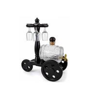 Kişiye Özel Ahşap Standlı Cam Fıçı Ve 4 Kadehli İçki Servis Seti - 35x32cm