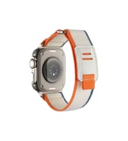 Apple Watch Ultra 49mm Uyumlu Hasır Kordon Zore KRD-106 Strap Kayış (Beyaz-Turuncu)