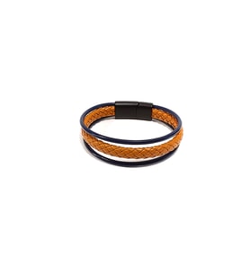 Nautical Line Lacivert Taba Hakiki Deri Erkek Bileklik-Mıknatıslı-38