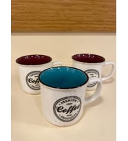KUPA BARDAK PORSELEN 3'LÜ 250 ML BORDO VE YEŞİL