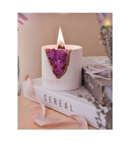 Taş Işlemeli Kokulu Soya Wax Dekoratif Beton Saksılı Mum (Çok Renkli)