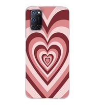 Oppo A52/A72/A92 Uyumlu Pembe Kalp Tasarımlı Şeffaf Telefon Kılıfı