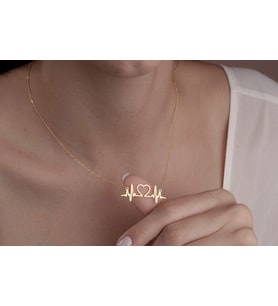 Kalp Ritmi Kolye, Kadın Kolye, Şanslı Charm Kolye
