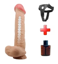 Belden Bağlamalı 26 cm Kıkırdak Yapılı Çift Katmanlı Gerçekçi Dildo Penis (Ten)