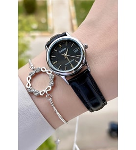 Casio CSISTE22 Kasası Gümüş Kordonu Siyah Renk Hediye Paketli Kadın Kol Saati ve Bileklik