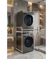 Çamaşır Makinesi Dolabı Raf Metal Düzenleyici Organizer 2 Katlı Banyo Rafı Çok Amaçlı Dolap 261