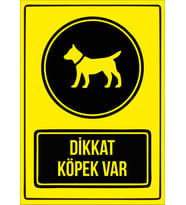 dikkat köpek var 21x28 Arkası Sticker