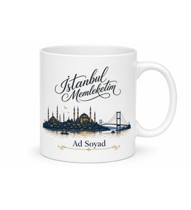 İstanbul Memleketim Yazılı Baskılı Kupa Bardak Hediye Porselen Mug