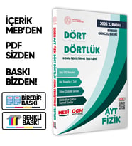 2026 YKS-AYT MEBİ-OGM Dört Dörtlük Fizik Pekiştirme Testi A4 Renkli Soru Bankası BASKI ÜCRETİ