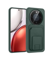 Honor Magic 8 Lite 5G Kılıf Deri Dokulu ve Kartlıklı BiKart TPU Premium Kapak (Koyu Yeşil)