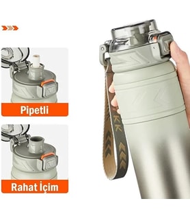 Vagonlife Tkk T2022 500ml Süzgeçli Pipetli Mavi Çelik Matara