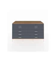 Kronos Konsol 2 Raflı 6 Çekmeceli 4 Kapaklı 176x59x99 Çam-Antrasit