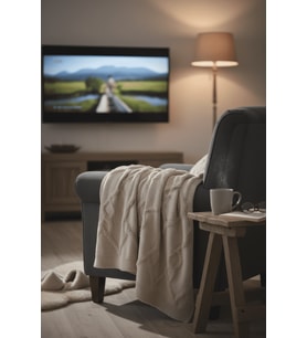 Yumuşak Örgü Battaniye Elmas 130x170 cm Vizon  Tek Kişilik TV Battaniyesi – Dekoratif ve Hafif