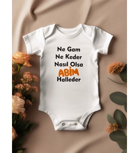 Abim Halleder Baskılı Bebek Zıbını  (Beyaz)