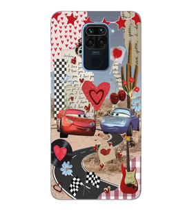 Xiaomi Redmi NOTE 9 Uyumlu Mcqueen ve Sally Tasarımlı Şeffaf Telefon Kılıfı